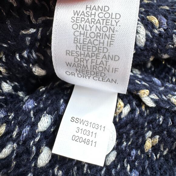 J. Jill Womens Cardigan Sweater Size 3X Metallic Marled Knit Classic Office Blue - Picture 7 of 8